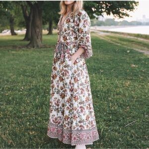 Boden Floral Maxi Dress with Belt size 12